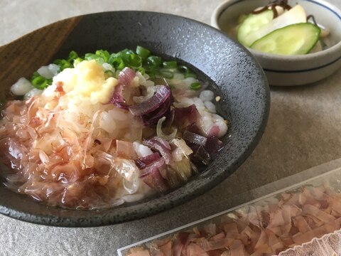 みょうが生姜万能ネギde香味たっぷりだし茶漬け♪